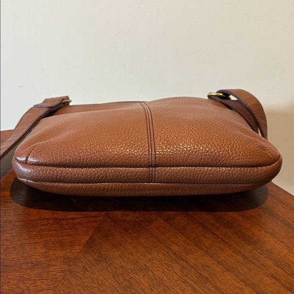 Fossil shoulder/Crossbody bag pebble leather brown brass hw 3 Ext. Pockets - Picture 10 of 17